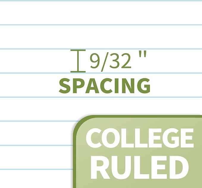 SUNEE Spiral Notebook, 1-Subject, College Ruled Paper, 8" x 10-1/2", 100 Sheets per Notebook, 3-Hole Punched Paper, Water Resistant Cover, Double-sided Pockets, Spiral Lined Notebooks for Work, Green