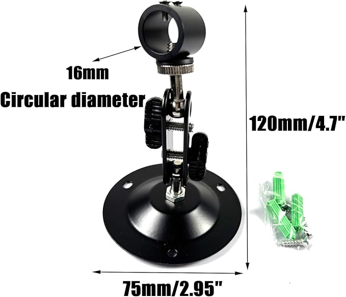 Laser Module Mount Bracket 360-Degree Adjustable Positioning Bracket 16mm (3-Pack, Black Alumina)