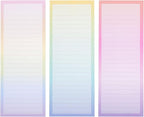 6 Pack Magnetic Notepads for Refrigerator, Grocery, Shopping, To Do Lists, 3.5x9 inch Pastel Rainbow Gradient Note Pads (60 Sheets Each)
