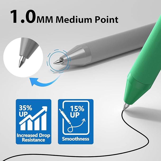 JIMMIDDA Ballpoint Pens Bulk - 107 Pcs Black Ink Pens in Bulk | 1.0 Medium Point Smooth Writing, Wholesale Retractable No Bleed Ball Point Pen for Men Women (Color Barrel)