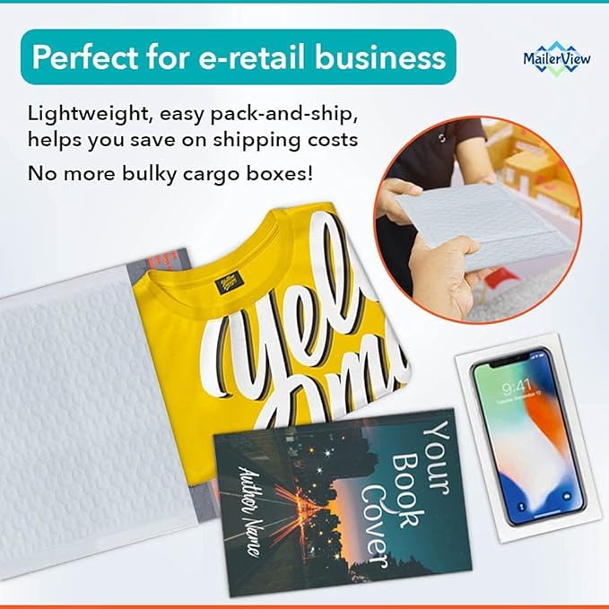White Poly Bubble Mailers 8.5x14.5 inch #3 | Self Seal Padded Envelopes | Cushioned Bubble Mailer | Usable Size 8.5x13.5 | WaterProof | Lightweight mailing Shipping Bags | 100 Pack Bulk | Made in USA