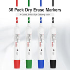 Comix Dry Erase Markers, Chisel Tip Whiteboard Markers, 36 Count 4 Assorted Colors Low Odor Markers for Classroom, Teachers, Office, School Supplies