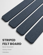 Fluxynara Cork Board Alternative Felt Strip Board 8-Pack 13"x2", Office Pin Board with 50 Push Pins, Adhesive Install for Bedroom Door & Home Office(Deep Charcoal Blue)