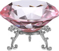 PATIKIL Diamond Crystal Paperweight, 100mm / 3.94" Crystal Paperweight Paper Weight with Silver 25 Metal Base for Home Office Desktop Table Decor Wedding Party Ornaments, Pink