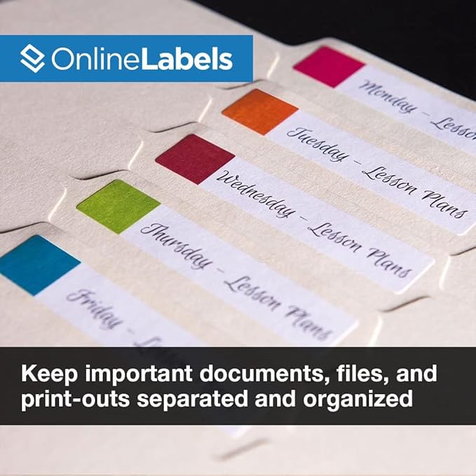3.434 x 0.667 File Folder Labels - Blank White Matte - 30,000 Labels, 1,000 Sheets - Inkjet/Laser Compatible - Online Labels