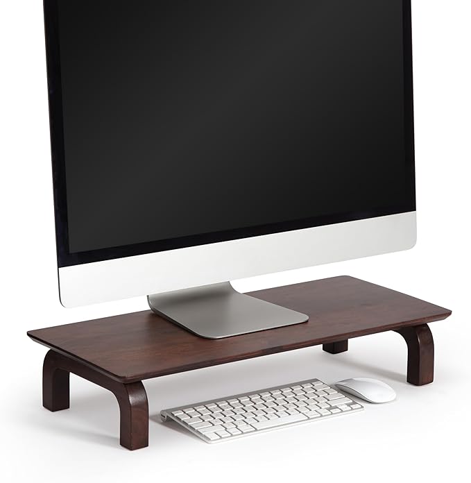 Anji Mountain Monitor Stand - Desktop Organizer & Laptop Riser, Ergonomic Monitor Riser, Space-Saving Monitor Stand for Desk, Durable Construction, Easy Assembly, Ideal for Home & Office,Walnut