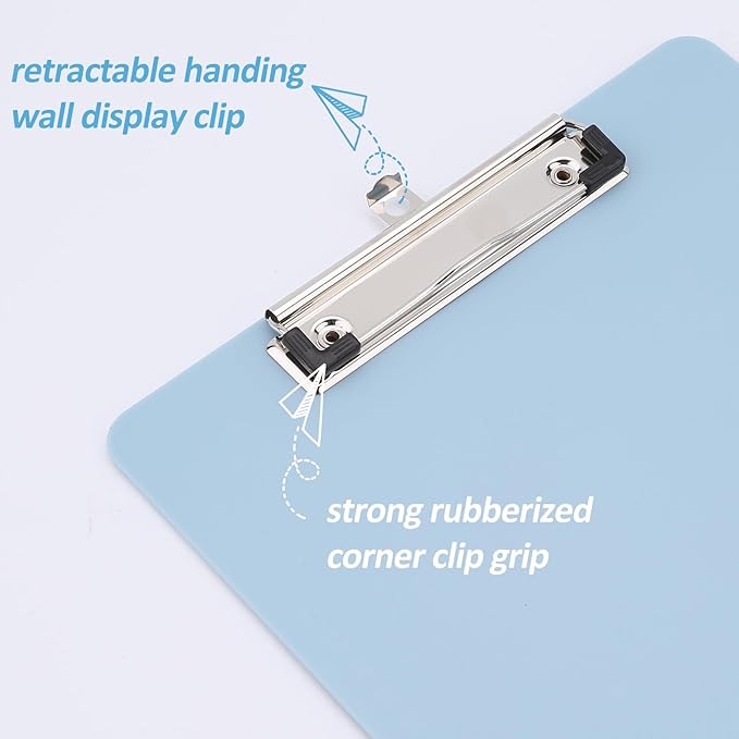Principal Lines 6 Pack Plastic Clipboards with Low Profile Clip, Hanging Clipboards Bulk, Clip Boards 8.5x11 Holds 100 Sheets, A4 Letter Size Clipboard for Teacher, Students, Kids, Classroom & Office
