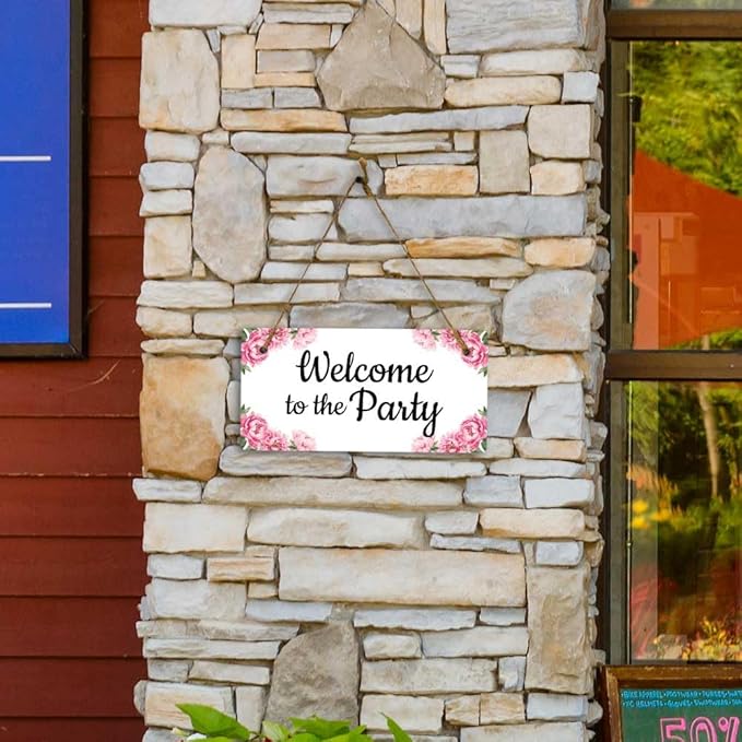 Signs ByLITA Peony Blush Personalized Hanging Wall or Door Sign (5 x 10") | Custom Signage for Your Home & Business