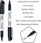 Shuttle Art 24 Black Permanent Markers Fine Tip Markers, Perfect on Plastic, Wood, Stone, Metal and Glass for Doodling, Coloring, Marking, School Supplies