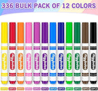 Aigybobo 336 Count Washable Markers Bulk, 12 Assorted Colors, Broad Line Conical Tip Coloring Marker for Kids, Markers Bulk Pack for Classroom, School Art Supplies & Back to School Supplies