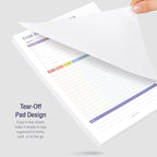 Task Planner & Tracker 8.5 x 11 Tear-Off 70 Sheet Planner Pad – Project Organizer with Time Log, Top Priority, Follow-Up – Notepad for Home & Office (White, Colorful, 2 Pack)
