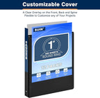 Basic 1-inch 3 Ring Binder -1'' Binders with 3 Roung Ring, Large 100/200 Sheet Capacity, Fit 8.5" x 11" US Letter Size Paper (1'' -Black 12 Packs)