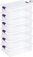 Sterilite 6-Pack 32 Quart ClearView Latch Box, Stackable Organizer Bins with Latching Lids - Clear Plastic Organization Containers for Closet, Bedroom, Shelving Units and Everyday Home Storage