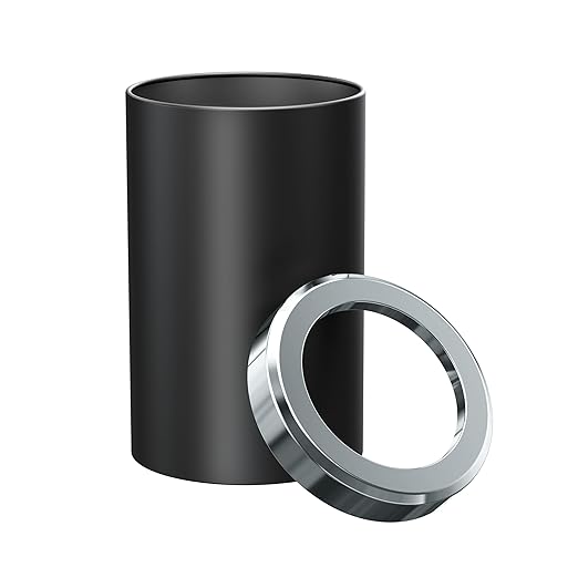 Gatco Modern Round Wastebasket, Matte Black and Chrome Combo - Stainless Steel Trash Can with Removable Lid, Leakproof, 3 Gallon Capacity for Bathroom, Bedroom, Kitchen, or Office