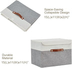 DECOMOMO Fabric Storage Bins with Lid, Storage Baskets for Shelves (Grey and White, 3 Pack)