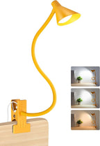 LiFMIRA Desk Lamp Clip on Lamp for Bed Headboard LED Reading Light for Bed, 3 Colors 10 Dimmable Brightness, Book Light for Reading in Bed Flexible Neck Clip on Light Clamp Lamp for Bed Desk(Yellow)