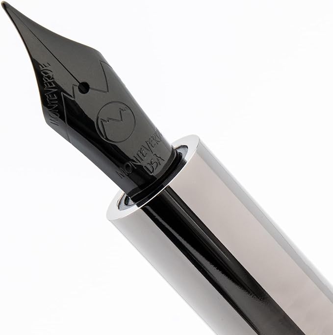 Monteverde USA Ritma Fountain Pen in Silver – Medium Nib, Balanced JoWo Stainless Steel, Refillable Ink Cartridge/Converter – Perfect for Professionals & Writing Enthusiasts