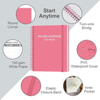 Heveboik Income & Expense Log Book - A4 Income and Expense Tracker for Small Business, Accounting Bookkeeping Tracking for Woman and Man, 8" x 10.5", Pink