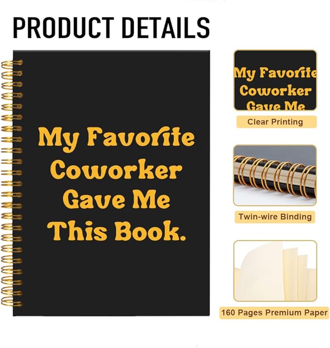 Mhfpl My Favorite Coworker Gave Me This Book Funny Black Golden Spiral Notebook, Goodbye Gifts for Coworker, Going Away Party Decorations, Coworker Friendship Gifts, Retirement Gift for Colleagues