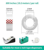 GIBIBU 72 Rolls Transparent Tape Refills, Clear Tape Dispenser Refill Rolls, Glossy Gift Wrap Tapes for Office, School, Home, 3/4 x 800 Inches