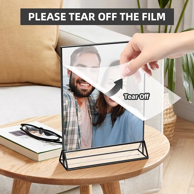 PPH-Sisy Acrylic Sign Holder 8.5X11 Clear Sign Holder,Double Sided Flyer Holder, Table Menu Holder Display Stand for Wedding Table Number Black (6pcs)
