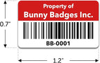 Custom Asset Tags - Asset Labels with Barcodes - 1.2” x 0.7” (100-5000 Labels)