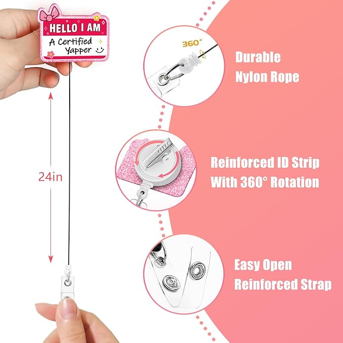 Aoryalps Retractable Badge Reel Holder Retractable with ID Clip for Nurse Nursing Name Tag Card Nursing Student Teacher Doctor Medical Assistant Work Office Clip-Gifts for Nurse