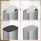 KHMMGK 8L/2.1 Gal Small Bathroom Trash Can with Lid, Swing-Top Rectangular Waste Bin, Stainless Steel Garbage Can for Home, Office, Toilet, Bedroom, Living Room (Silver)