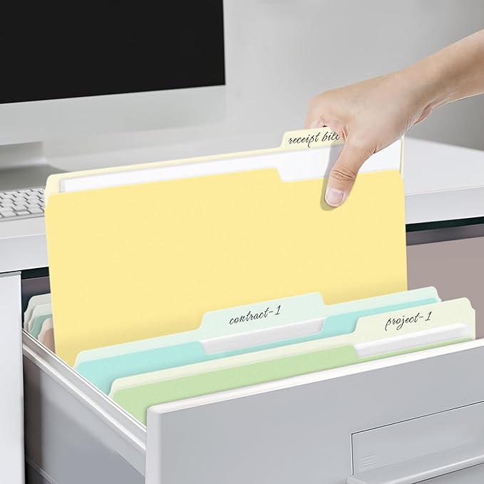SUNEE File Folders, 120 Pack Manilla Folders 8.5 x 11, 12 Colors Folder Office Organization Home School Folders for Documents Files Paper
