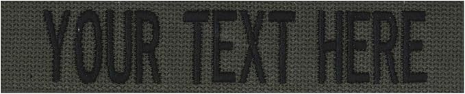 Custom Uniform Name Tapes Solid Colors. Olive Drab Webbing, 5 Inch Sew on
