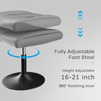 VECELO Foot Rest Under Desk Ottoman, PU Height Adjustable Footrest with Comfort Padding, Leg Rest for Desk for Relieving Leg Pain, Stiffness, and etc, Black