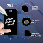 Tags 4 Less 15 Mil Waterproof Plastic Tags, Pack of 100 – 3” x 6” Heavy Duty Plastic Tags for Labeling, Outdoor Tagging, Equipment Labeling, Luggage, Valves & More (Black)
