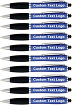 HEYZARDA Personalized Pens with Name Text Icon Logo Engraved for Business Office Custom Ballpoint Pen 50 100 Pcs Optional, Blue