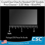 Price Data Channel Label Holder Chips, Clear Plastic Tags, 2.25" L x 1.25" H, 10 Mil Thick, Gondola Shelf Edge, Reusable, Made for Point of Purchase Shelf Molding by Clip Strip Corp.