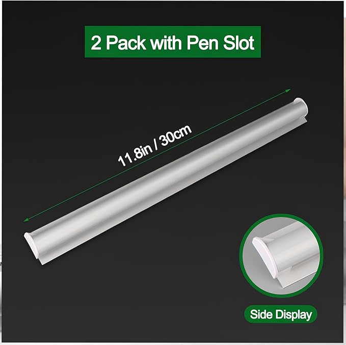 2 Pack Ticket Holders Receipt Holder for Restaurant, No Drill Restaurant Order Ticket Holders for Kitchen Office Walls Refrigerator Home Pubs Bars Cafes(12 Inch, Sliiver, 2p)