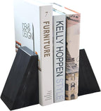 Fox Run 100% Natural Polished Marble Bookends, Black, Set of 2, Smaller Triangular