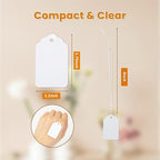 1000 PCS White Price Tags with String Attached, 1.75 x 1.1 Inches, Goefun Writable Label Strung Marking Tags for Pricing, Hanging, Clothing, Jewelry, Garage/Yard Sale, 250 GSM