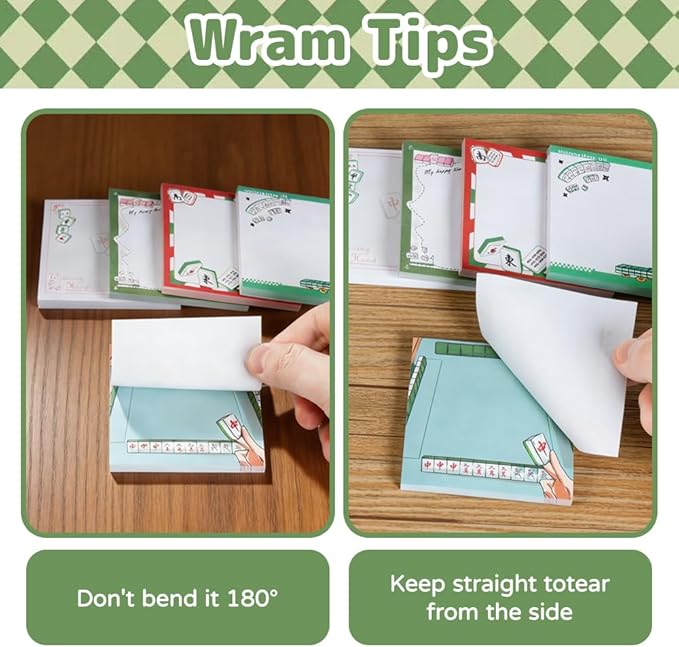 Lummitwit 20 Pcs 3x3 in Mahjong Sticky Notes Pads - Cute Self-Adhesive Stationery, Mahjong Gifts for Women & Lovers, Mahjong Accessories for Birthday Party Favors & Decorations Supplies