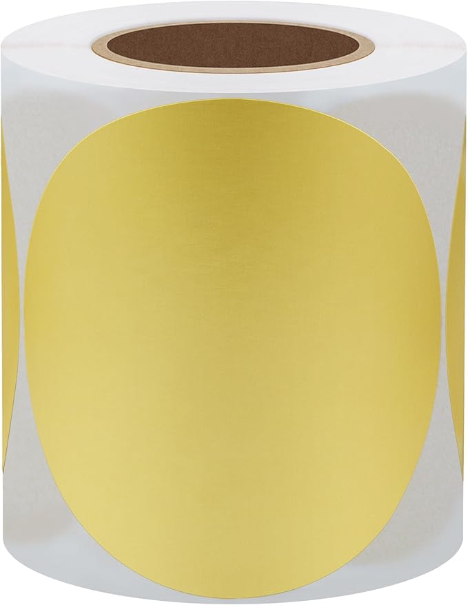 Hybsk Round Color Coding Circle Dots Labels Warehouse Inventory Organizer Stickers (3 inch, Gold)