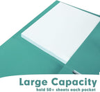 Two Pocket Folders, RAZCC 50 Pack 2 Pocket Folders Fit Letter Size Paper, Paper Folders with Pockets for School Office Business Home (Turquoise)