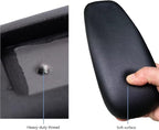 CHAHEKAI Office Chair Arm Replacement, PU Armrest Arm Pads Caps, Univeral 4" Mounting Hole, (Set of 2) Black with Screws Washer and Wrench