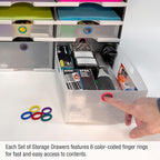 Ultimate Office TierDrop Storage Drawers Measure 9w x 12d x 4 3/4 Inches High for Desk Accessories and Supplies, Set of 2, Includes Color-Coded Finger Rings for Fast and Easy Access to Contents