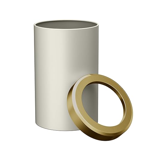 Gatco Modern Round Wastebasket, Matte Pearl and Brushed Brass Combo - Stainless Steel Trash Can with Removable Lid, Leakproof, 3 Gallon Capacity for Bathroom, Bedroom, Kitchen, or Office
