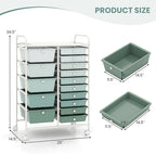 DORTALA 15-Drawer Rolling Storage Cart with Drawers, Rolling Utility Cart w/Removable Drawers & Universal Wheels, Tools Scrapbook Paper Organizer for School, Office, Home, Classroom (Gradient Green)