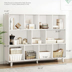 IOTXY Open Cube Low Bookcase - 3-Tier Freestanding Storage Display Cabinet Organizer with Legs for Home Office, 11-Cubes Open Shelf Short Bookshelf, White
