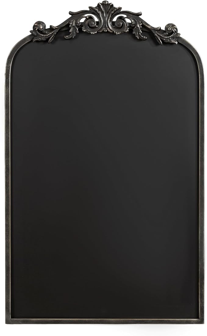 Kate and Laurel Arendahl Decorative Vintage Arch Chalkboard; 19 x 31; Black; Framed Arched Ornate Magnetic Chalkboard for Unique Display; Decoration; and Organization