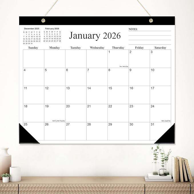 Large Desk Calendar 2026-22" x 17" Desk Calendar from January 2026 - June 2027, Desktop Pad Calendar 2026-2027 Perfect for Planning and Organizing In Your Home, School or Office, Black