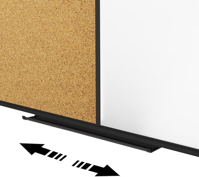 XBoard Magnetic whiteboard 48x 36 - Combo Whiteboard Dry Erase Board/Cork Board, Magnetic White Board + Corkboard with Black Aluminum Frame, 10 Colorful Push Pins & Marker Tray Included