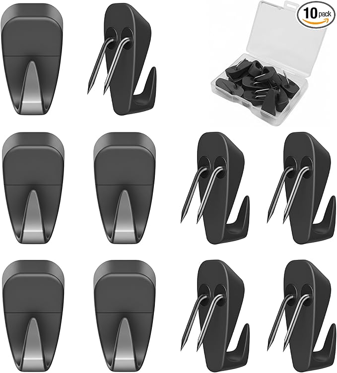 Hufopik 10 Pcs Cubicle Hooks - Fabric Panel Wall Clips for Hanging Coats, Pictures, Supports up to 40 lbs (Black)