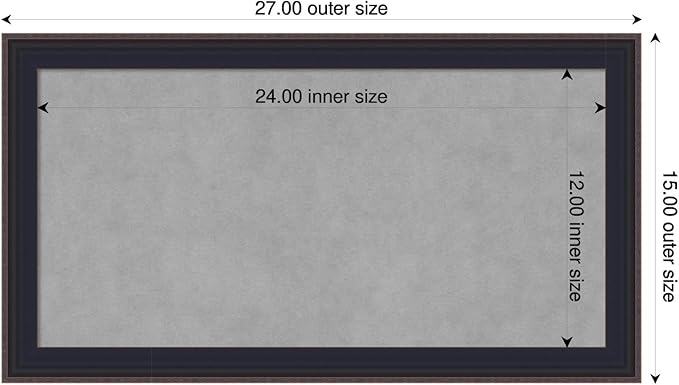 Amanti Art Black Framed Magnetic Board 15x27 Small Vision Board for use with Magnets, 100% Metal Sheet to Display Items as Office Decor or for Home Organization in mudroom, Kitchen or Kids Room